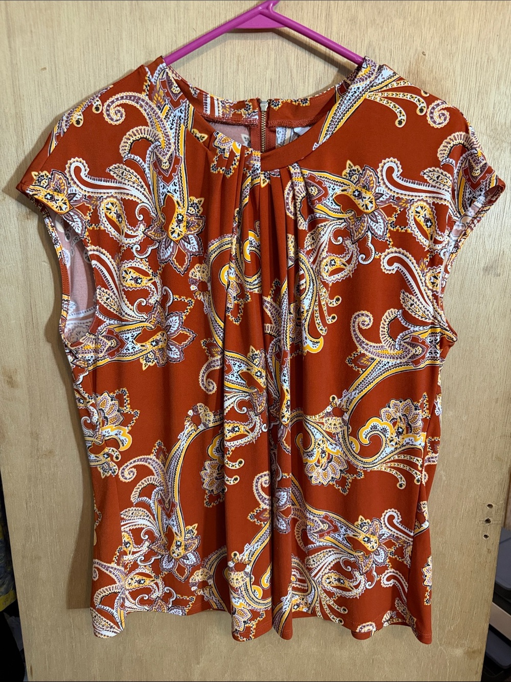 Liz Claiborne Paisley Blouse in Orange & White Size XXL Like New